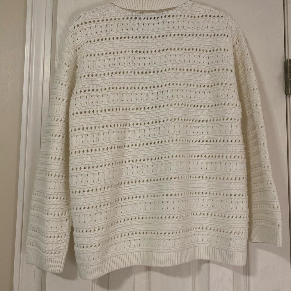 ASOS DESIGN knit button front collar cardigan in stripe open stitch size S - Picture 4 of 5